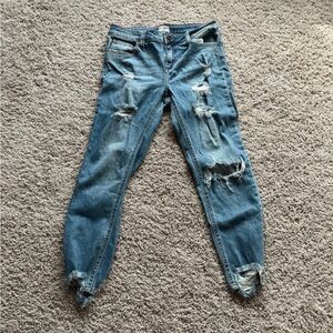 Cello Women's Ripped Blue Skinny Jeans